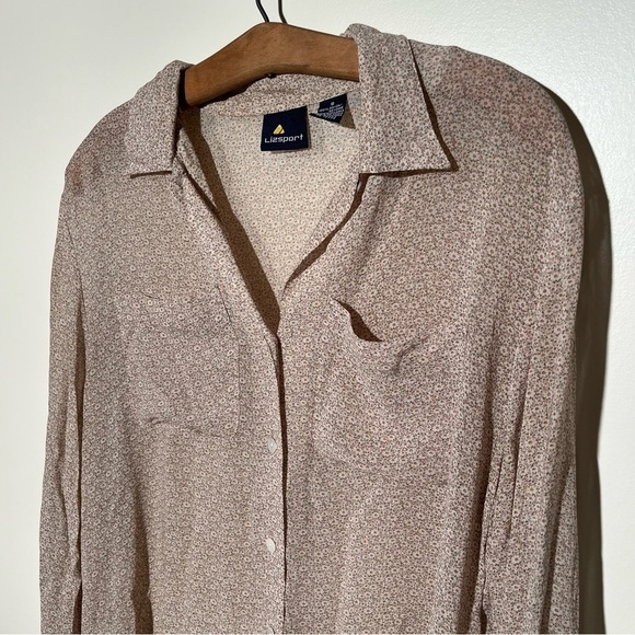 Vintage Liz Sport Floral Rayon Semi Sheer Button Down - Picture 7 of 10